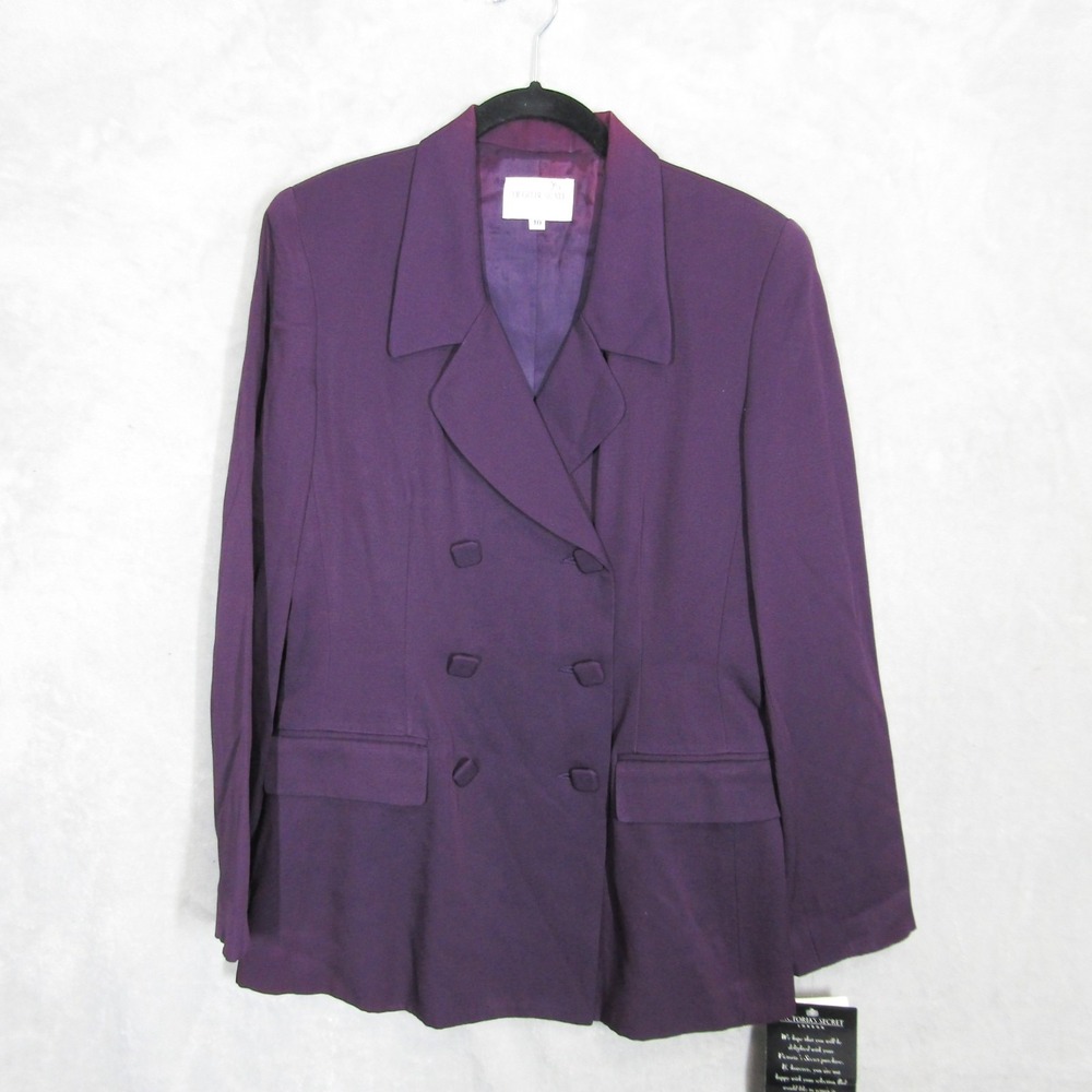 Hugo Buscati Collection Blazer Womens 10 Purple Double Breasted Jacket New